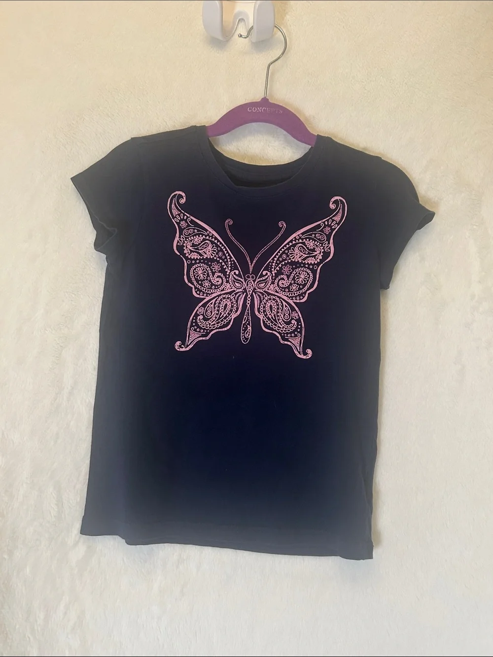 Gapkid’s Navy T-Shirt with Pink Butterfly Graphic